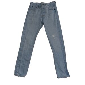 Levis 501 Skinny Light Wash Distressed High Rise Button Fly Jeans W25 L28